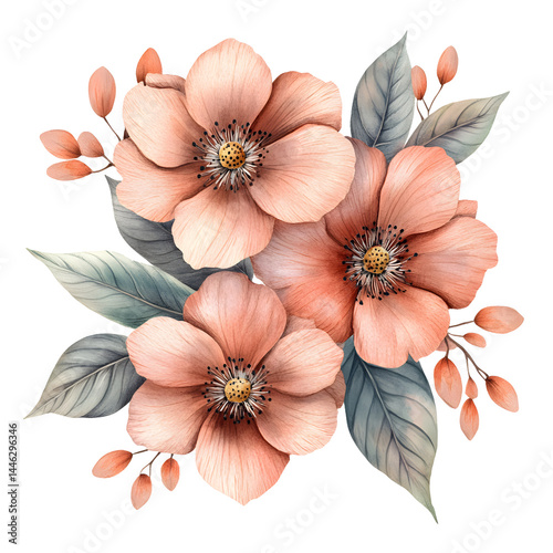 Fototapeta Naklejka Na Ścianę i Meble -  Floral watercolor arrangement art