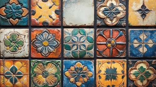 Colorful patterned ceramic tiles