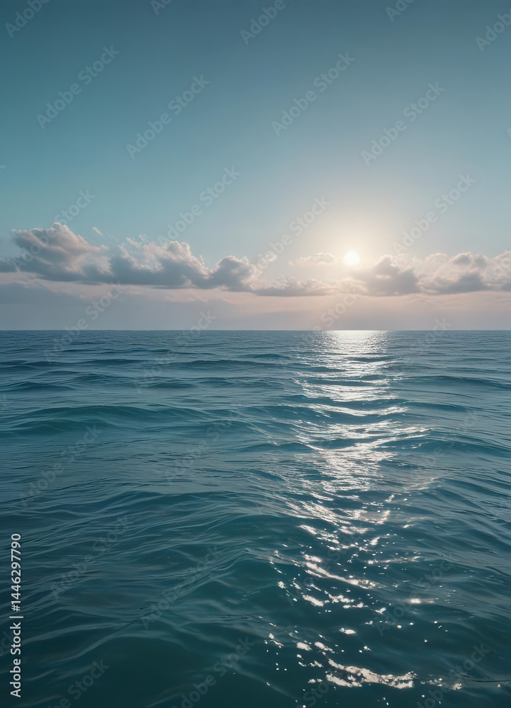 Obraz premium Subtle light blue to deeper teal gradient, calming ocean vibe, minimalist, digital, illustration
