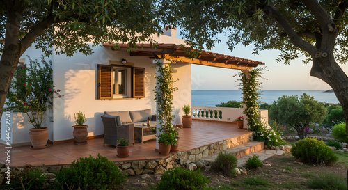 Picturesque Coastal Villa Retreat Offering Serene Ocean Views And Lush Mediterranean Landscaping