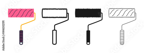 Paint roller for repair icon symbol set. Modern professional painters roller drawing tool symbol stylized design vector. Professional paint roller flat sign construction tool repair simple icon design