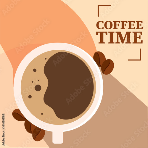 Coffee cup flatlay design. Vector