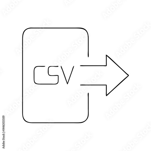 CSV export icon in a minimalist style with an arrow indicating data transfer