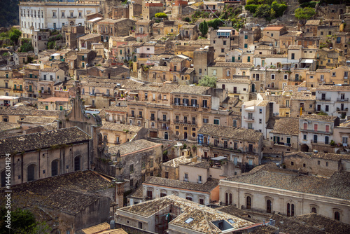 Fototapeta Naklejka Na Ścianę i Meble -  Detail of the historic cascading houses of the old town of Modica, Sicily, Italy, a UNESCO World Heritage Site
