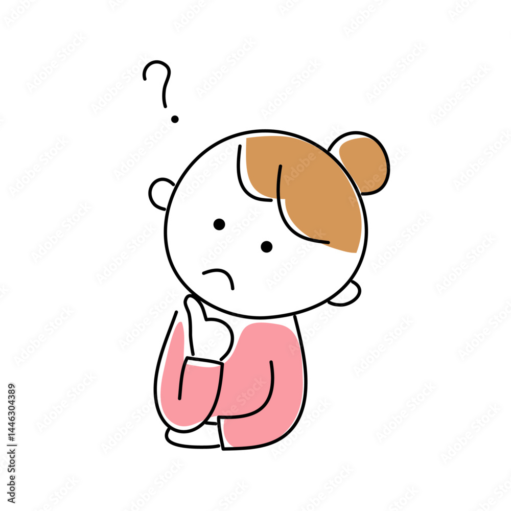 Obraz premium 考える女性の手描きイラスト