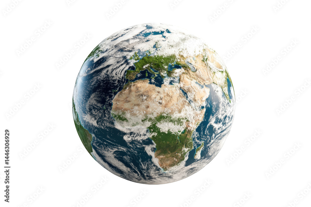 Fototapeta premium Stunning detailed earth planet global view high resolution image 3d map on transparent background