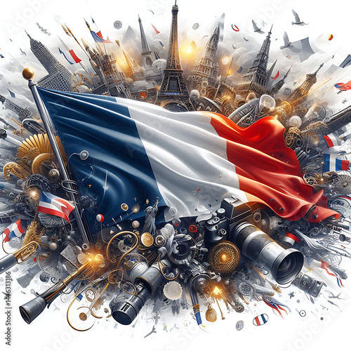 The national flag of France - also known as the French Tricolour or simply the Tricolour.