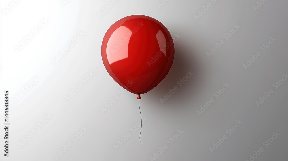 Single red balloon against a plain white background Single red balloon against a plain white background