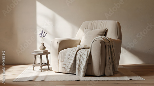 Serene armchair moment sunlight fills room cozy vibes relaxation at its finest