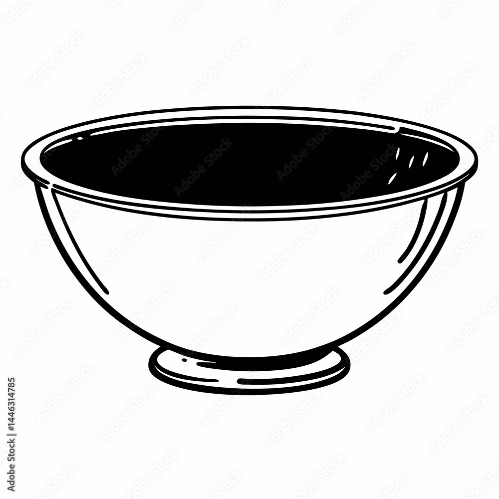 Deep mixing bowl for batter or dough - line art vector illustration in white background Deep mixing bowl for batter or dough - line art vector illustration in white background