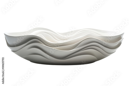 Elegant white ceramic bowl wave design modern art minimalist home decor smooth texture studio