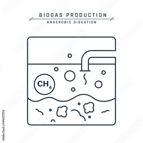 Anaerobic digester vector icon, biogas production