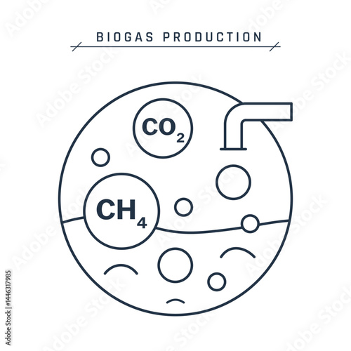 Anaerobic digester vector icon, biogas production