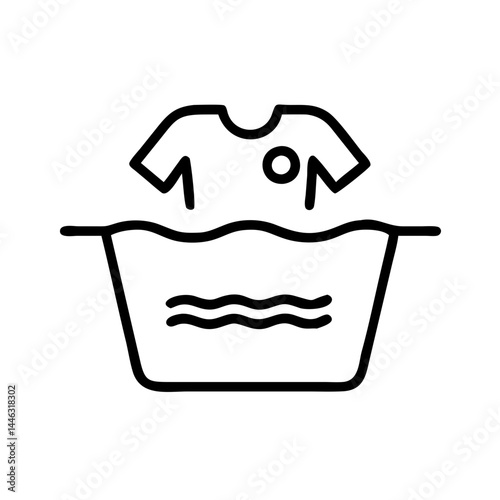 Laundry, washing clothes symbol, thin line vector icon with transparent background