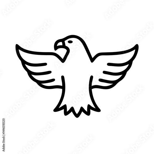 American eagle, symbol of freedom and pride, thin line vector icon with transparent background