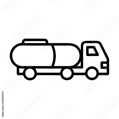 Fuel truck, logistics and energy transport, thin line vector icon with transparent background