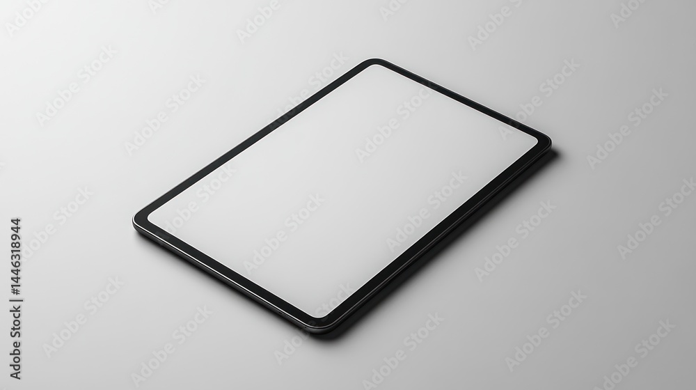 White tablet screen mockup, flat lay, studio White tablet screen mockup, flat lay, studio