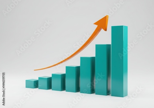 Free Download Turquoise bar graph with upward orange arrow - GFXLoad