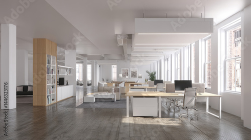 Light filled modern office interior space