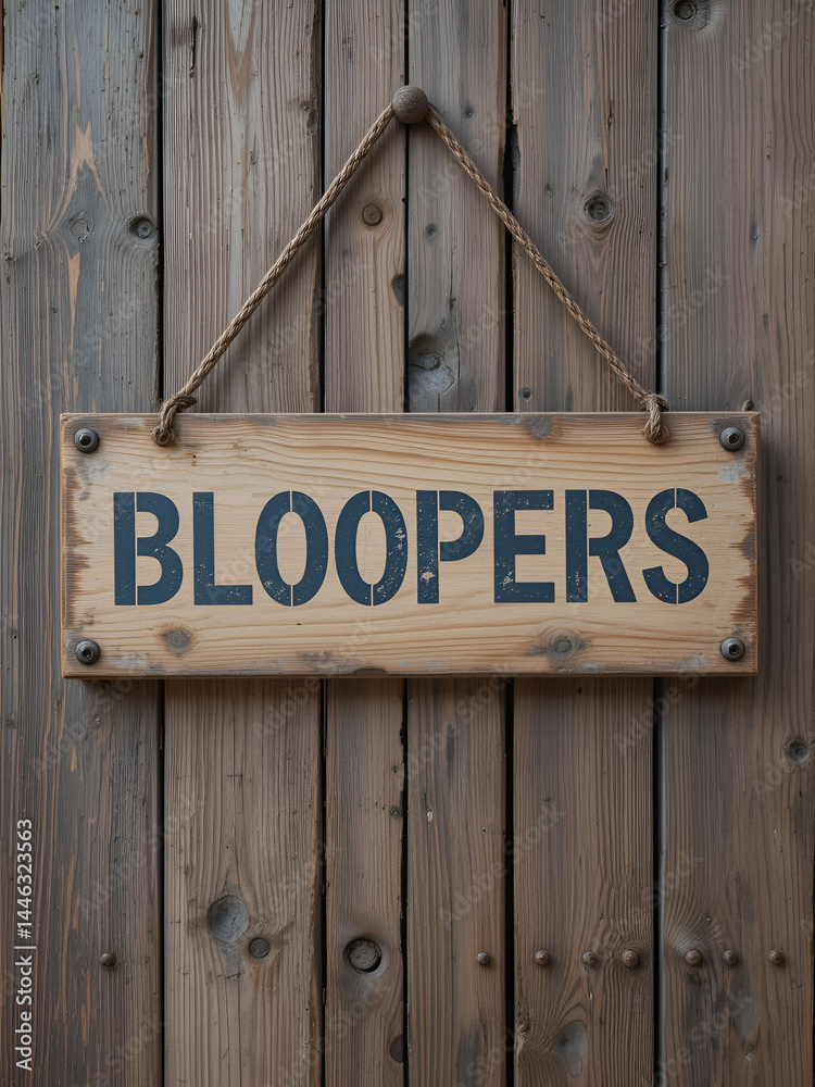 Aged and worn bloopers sign on wood Aged and worn bloopers sign on wood