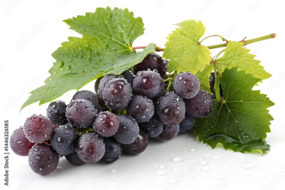 Fototapeta premium Fresh Grapes with Leaves Close-Up