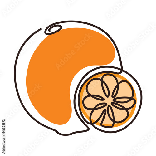Orange fruit flat icon. Vector