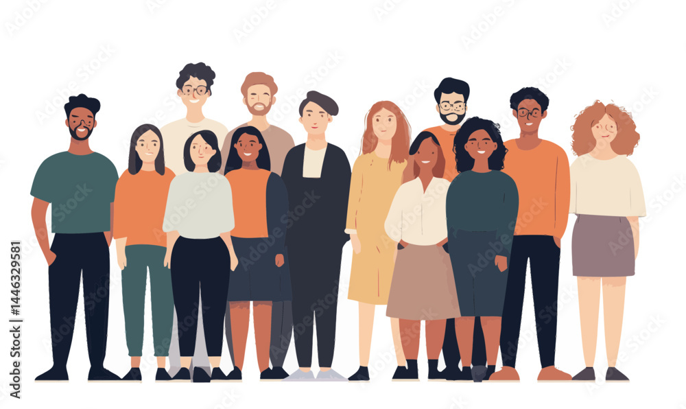 Inclusive Diverse Group of People Vector Illustration in Minimalist Style for Teamwork Concepts Inclusive Diverse Group of People Vector Illustration in Minimalist Style for Teamwork Concepts