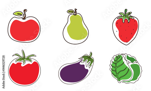 Outlined produce group. Vector