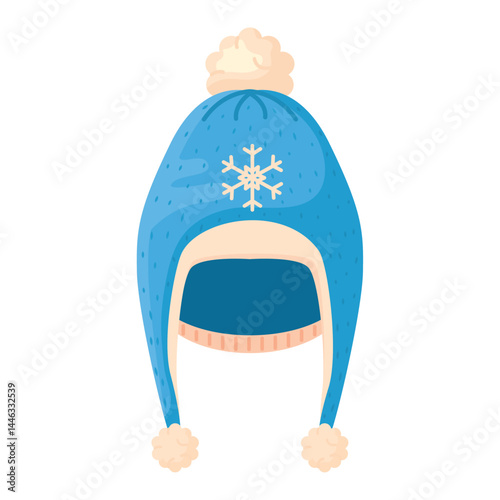 Winter earflap hat style.Vector