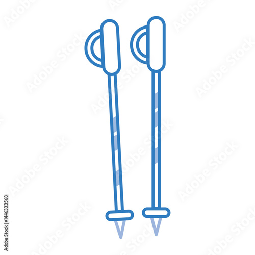 Ski poles blue winter icon. Vector