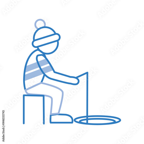 Ice fishing winter icon. Vector