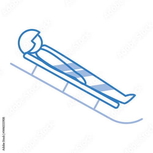 Luge winter athlete icon. Vector