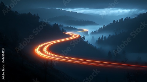 Car trails curve through night wallpapers