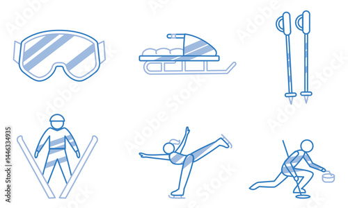 Winter sports icons pack.Vector