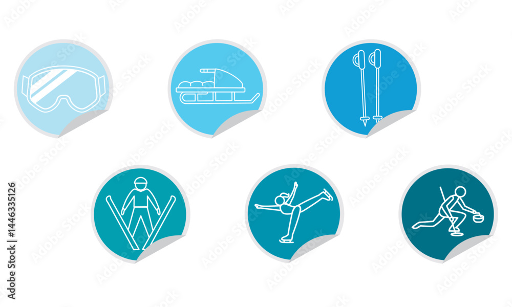 Fototapeta premium Winter sports icons pack.Vector