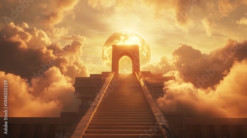 Glowing staircase touching heaven images