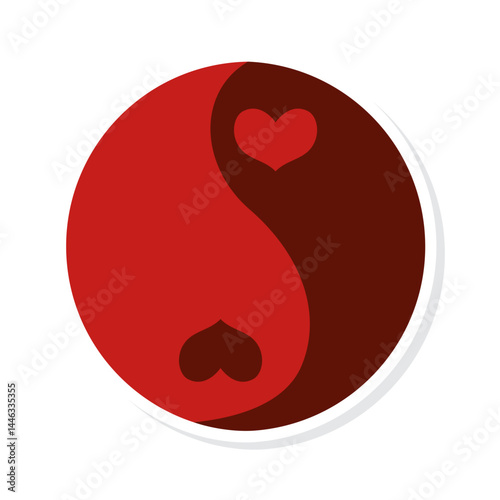 Yin yang love hearts. Vector