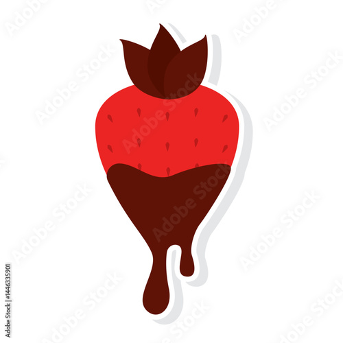 Chocolate dipped strawberry. Vector
