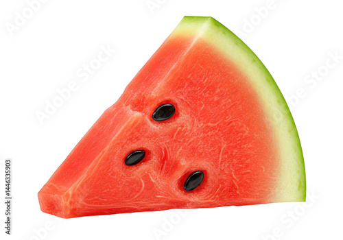 Slice of watermelon with seeds on a plain background view on transparent background