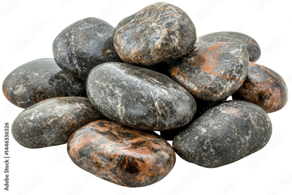 Smooth river rocks grey and brown tones piled high natural texture zen garden stones close up studio Smooth river rocks grey and brown tones piled high natural texture zen garden stones close up studio