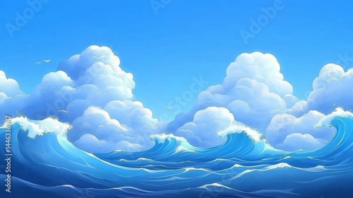 A chilling undertow is depicted in an illustration of serene teal ocean waves forming an abstract background
