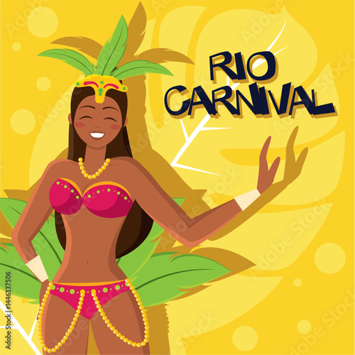 Rio carnival samba dancer. Vector