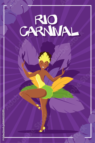 Rio carnival samba show. Vector