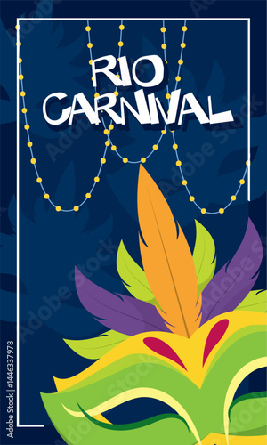 Rio carnival festive mask. Vector