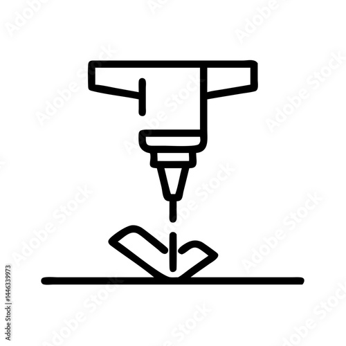 Laser cutting tool, industrial precision technology, thin line vector icon with transparent background