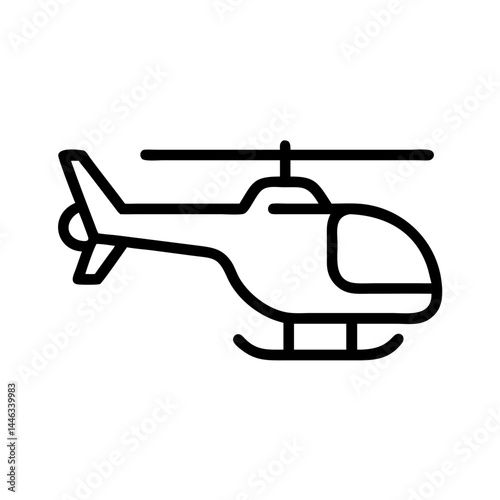 Helicopter, aerial transport and emergency response, thin line vector icon with transparent background