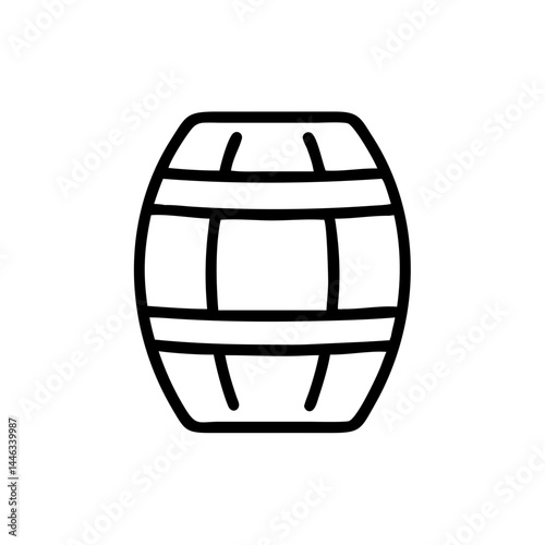 Cask, wine or beer storage barrel, thin line vector icon with transparent background