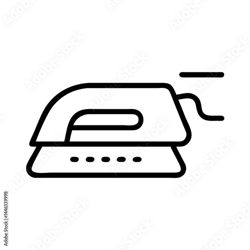 Iron, household tool for clothes, thin line vector icon with transparent background