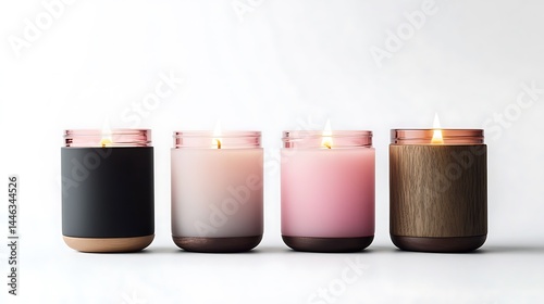 Four scented candles glowing bright images