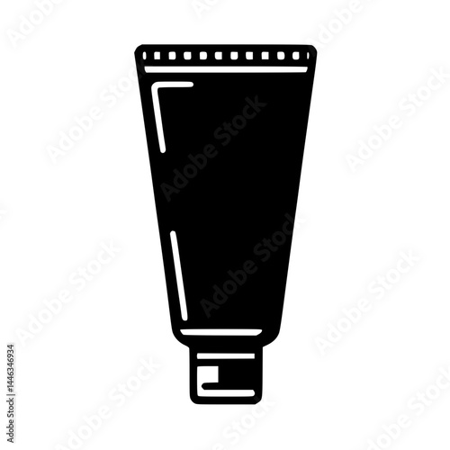Toothpaste Tube Icon – Minimal Black Clipart Symbol for Dental Care and Personal Hygiene Products